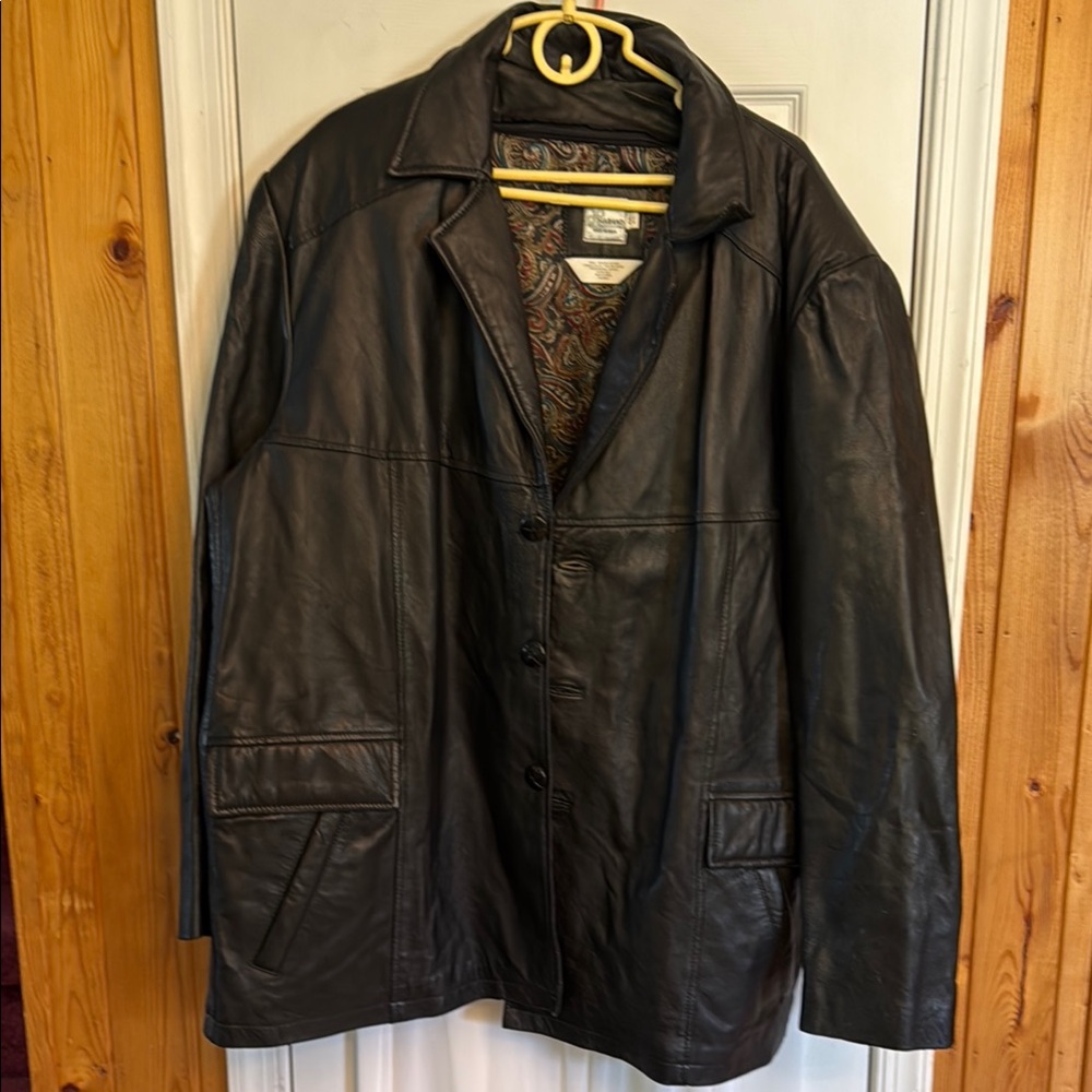 Big Men's Black Leather Jacket